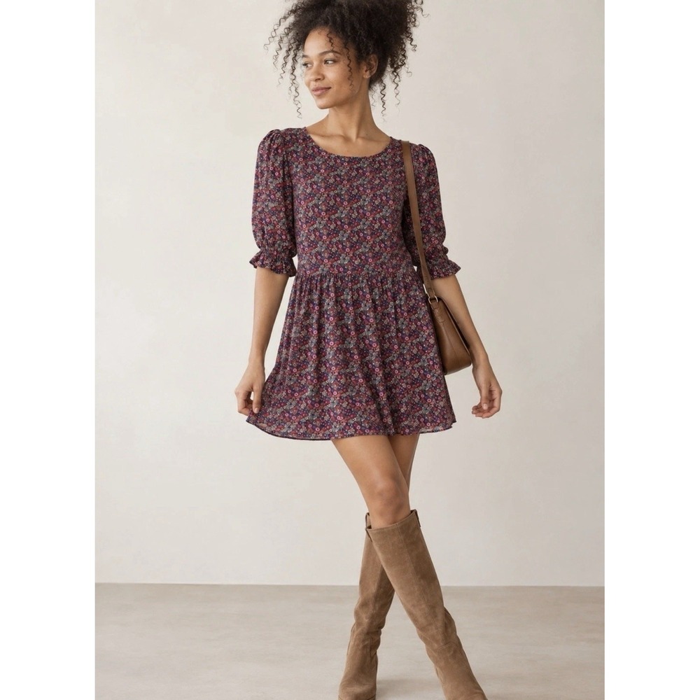 Natural Life Dress L/XL Ditsy Floral Blaire Cottagecore Boho Peasant Prairie